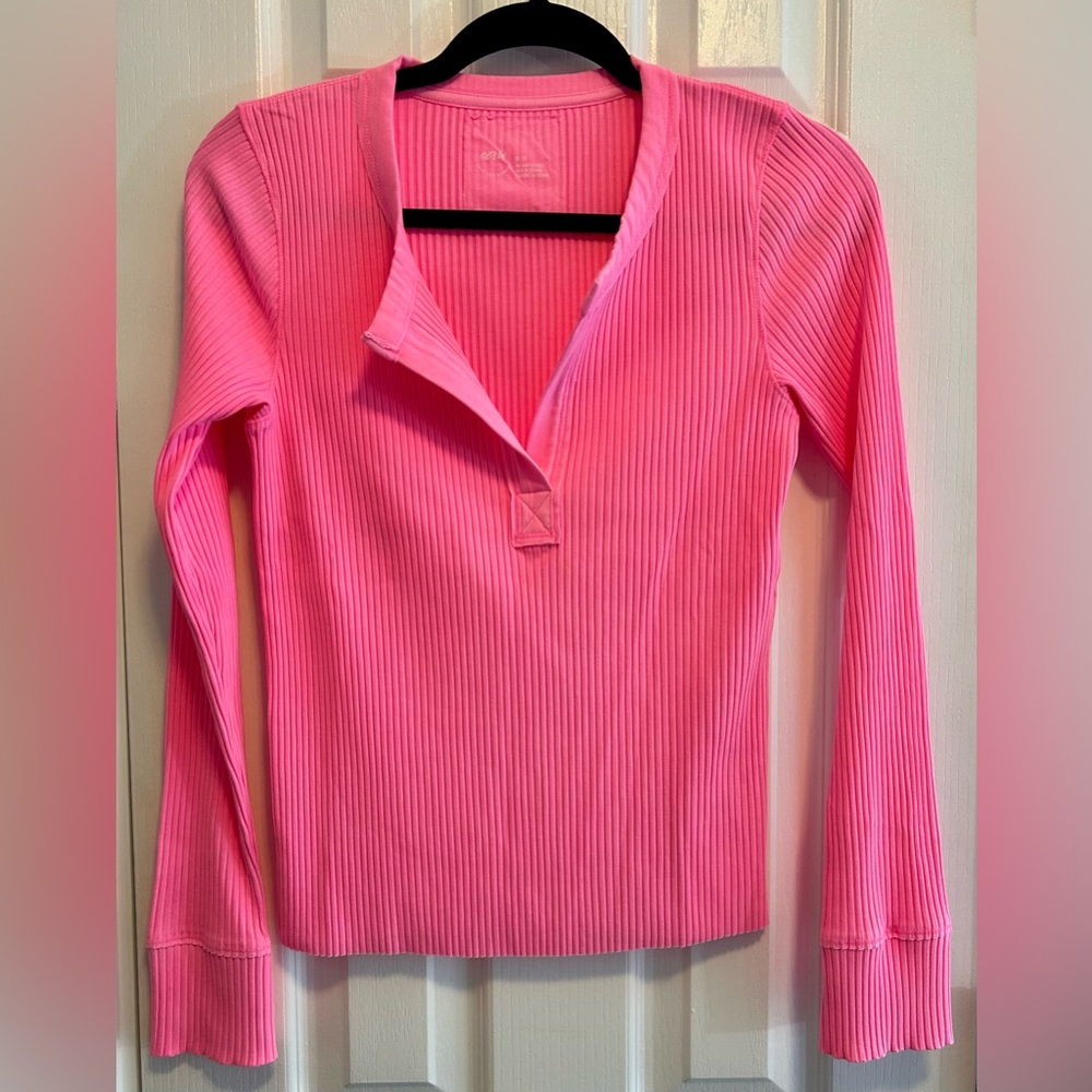 Aerie V-Neck Ribbed Long Sleeve